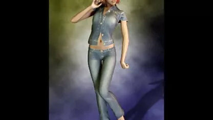 3d babe Vestido todo en denim cine pono gratis